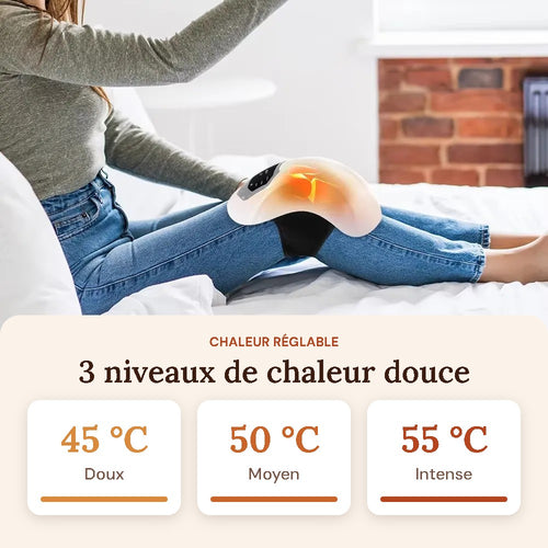 Masseur genoux chauffant Zenéa : 3 niveaux de chaleur douce, 45, 50 et 55 °C